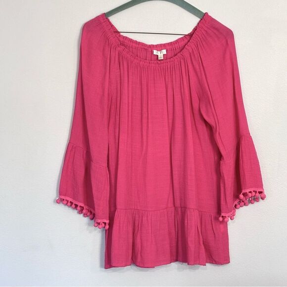 Spense | Women’s Elastic Scoop Neck Pink Top Blouse Tunic Boho Cottagecore Shirt - Picture 1 of 15